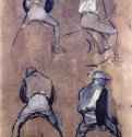 Четыре этюда жокея. 1866 - 450 х 351 мм Кисть, подсветка белым, на бумаге Чикаго (штат Иллинойс). Художественный институт, Отдел гравюры и рисунка Франция