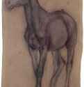 Идущая шагом лошадь. 1866-1868 - 324 x 205 мм Уголь на коричневой бумаге Нью-Йорк. Собрание Тоу Франция
