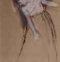 Стоящая с вытянутыми руками, слегка наклонившаяся натурщица. 1867-1868 - 475 x 303 мм Разбавленные масляные краски на коричневом картоне Нью-Йорк. Собрание Барес Франция