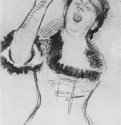 Выступление певицы в кафе-шантане. 1878-1879 - 475 x 310 мм Уголь, подсветка белым, на серой бумаге Париж. Музей Орсэ Франция