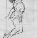 Мисс Лала в цирке Фернандо. 1879 - 470 x 320 мм Черный мел и подцветка пастелью, на желтоватой бумаге, разметка на квадраты Бирмингем. Институт искусств Барбера Франция