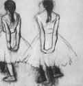 Два этюда четырнадцатилетней балерины. 1879 - 475 x 590 мм Черный и коричневый мел, подсветка белым, на серой бумаге Лондон. Собрание Рейн Франция
