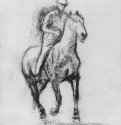 Всадник на идущей рысью лошади. 1882 - 294 x 209 мм Уголь и черный мел на бумаге Роттердам. Музей Бойманса - ван Бёйнингена Франция