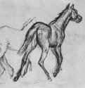 Две бегущие рысью лошади. 1882 - 242 x 267 мм Уголь на бумаге Гамбург. Частное собрание Франция