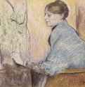 Мадам Анри Руар со статуэткой из Танагры. 1884 - 266 x 363 мм Карандаш и пастель на бумаге Карлсруэ. Кунстхалле, Гравюрный кабинет Франция