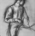 Жокей в профиль. 1884-1888 - 320 x 240 мм Черный мел и пастель, на бумаге Швейцария. Частное собрание Франция
