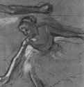 Лист с этюдами руки и балерины на поклоне. 1885 - 457 x 311 мм Черный мел с подцветкой пастелью, на серой бумаге Хартфорд (штат Коннектикут). Уордсворд Атенеум Франция