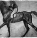 Жокей на идущей рысью лошади, в профиль. 1887-1888 - 283 x 418 мм Красный мел на бумаге Роттердам. Музей Бойманса - ван Бёйнингена Франция