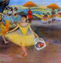 Кланяющаяся балерина с букетом, 1877 г. - Бумага, гуашь, пастель. Орсэ. Париж. Франция.