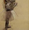 Балерина с веером, 1880 г. - Бумага, древесный уголь, пастель, белый мел. Метрополитен. Нью-Йорк. Франция.