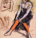Балерина в красных чулках, 1884 г. - Бумага, пастель. Частное собрание. Франция.