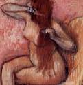 Сидящая обнаженная, расчесывающая волосы, 1887 - 1890 г. - Бумага, чернила, пастель, уголь. Частное собрание. Франция.
