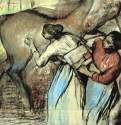 Две прачки и лошади, 1902 г. - Уголь и пастель, на надставленном внизу листе бумаги; 840 x 1070 мм. Кантональный музей изящных искусств. Лозанна. Франция.