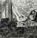 Сиеста в салоне. 1876-1885 - 159 х 210 мм Монотипия, оттиск чёрным на китайской бумаге Частное собрание Франция