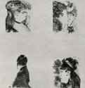 Четыре женские головы. 1877-1879 - 219 х 182 мм Литография Чикаго (штат Иллинойс). Художественный институт, Отдел гравюры и рисунка Франция