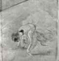 Сидящая танцовщица, массирующая ноги. 1878-1880 - 200 х 150 мм Монотипия, оттиск чёрным, на белой бумаге Копенгаген. Государственный художественный музей, Королевское собрание графики Франция