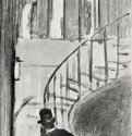 Людовик Галеви, поднимающийся по лестнице. 1879-1880 - Монотипия, оттиск чёрным, на белой бумаге Франция
