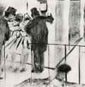 Полина и Вирджиния, болтающие со своими поклонниками. 1879-1880 - 160 х 210 мм Монотипия, оттиск чёрным на бумаге Нью-Йорк. Собрание г-на и г-жи Клиффорд Митчел Франция
