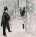 Поклонник за кулисами. 1879-1880 - Монотипия, оттиск чёрным на белой бумаге Париж. Лувр, Кабинет эстампов Франция