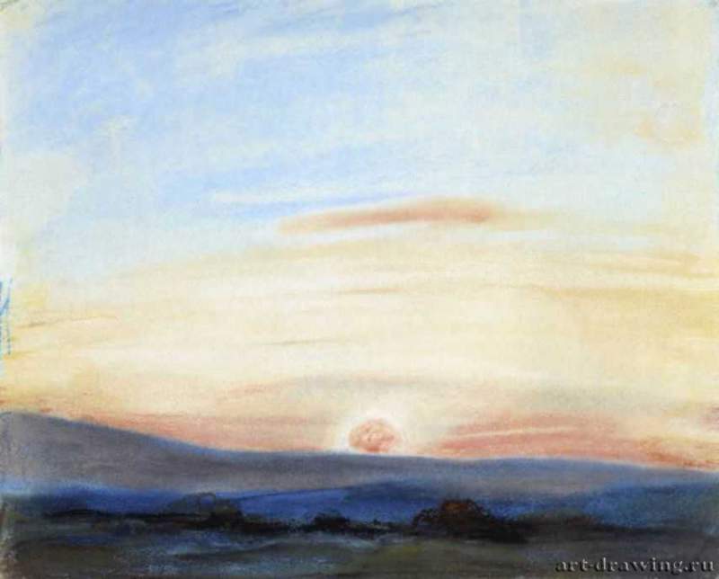 Заходящее солнце, 1849 г. - Пастель; 19 x 24 см. Лувр. Париж. Франция.