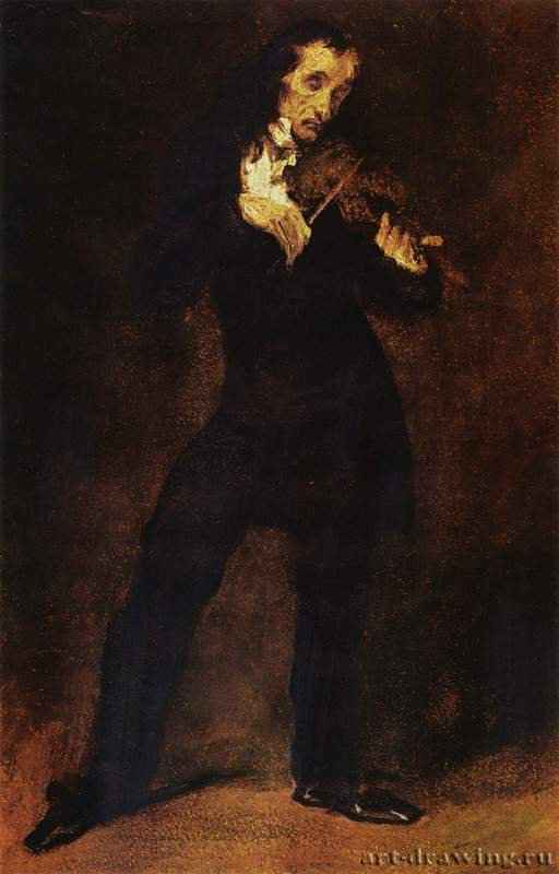 Портрет Паганини - 183243 x 28 смКартон, маслоРомантизмФранцияВашингтон. Мемориальная галерея Филлипс