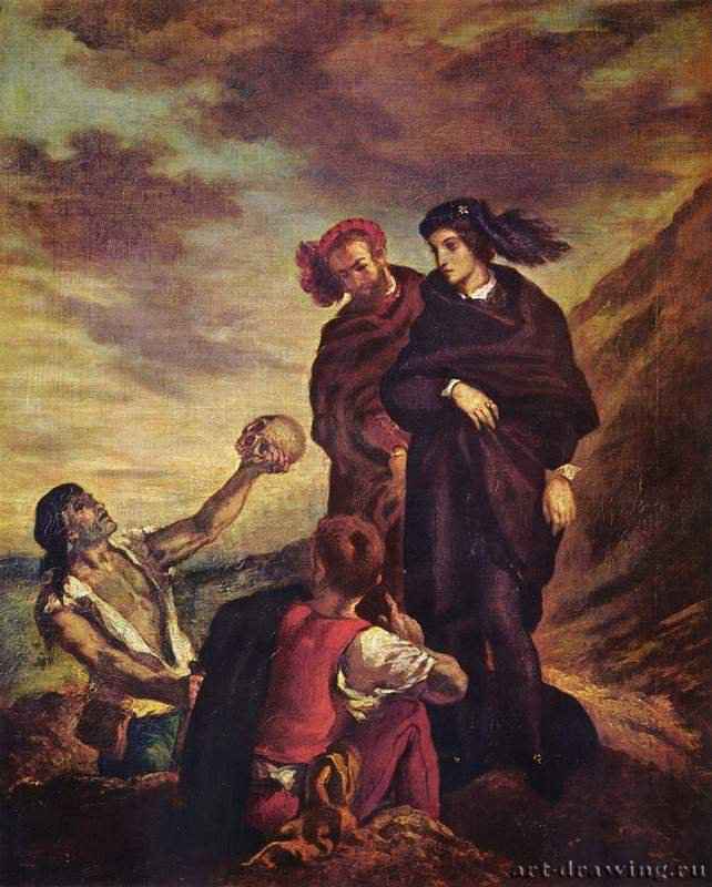 Гамлет и Горацио на кладбище - 183981 x 66 смХолст, маслоРомантизмФранцияПариж. Лувр