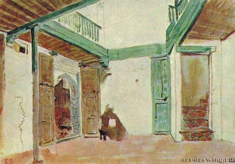 Внутренний двор марокканского дома - Вторая треть 19 века20 x 18 смАкварельРомантизмФранцияПариж. Лувр