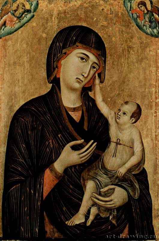 Мадонна ди Креволе, Мадонна на престоле и два ангела - 1283-1284 *89 x 60 смДерево, темпераГотикаИталияСиена. Музей собораСиенская школа, первоначально находилась в церкви Санта Чечилия в Креволе