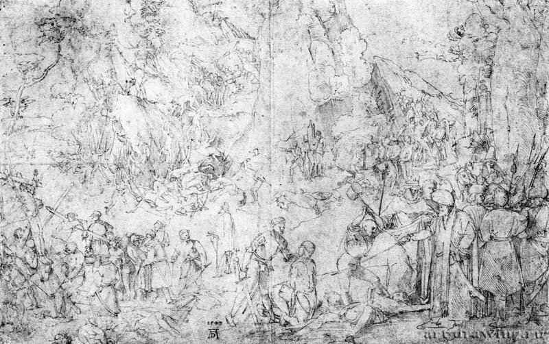 Мученичество десяти тысяч христиан. 1507-1508 - 27,4 x 42,8 Перо черным тоном, на бумаге Собрание графики Альбертина Вена