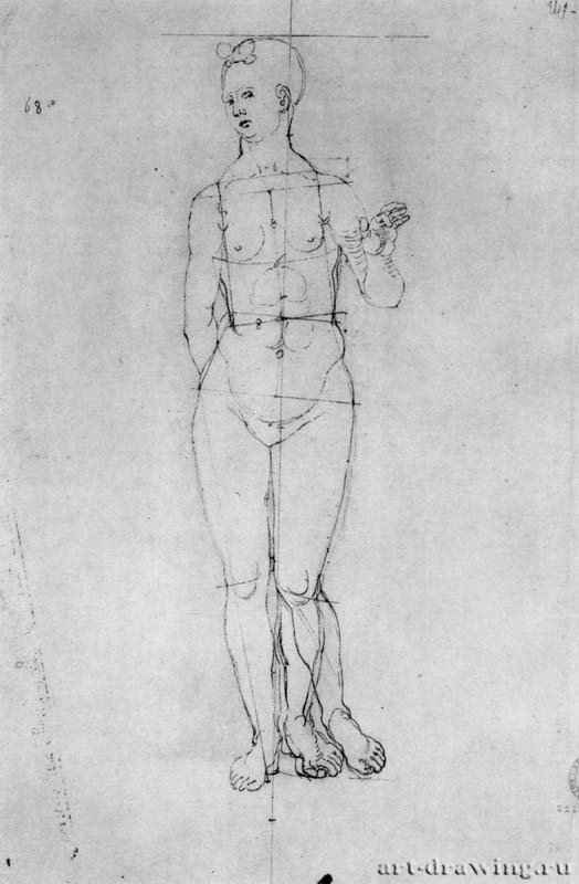 Обнаженная. 1506 - 32,6 x 21,8 Перо на бумаге Британский музей, Отдел гравюры и рисунка Лондон