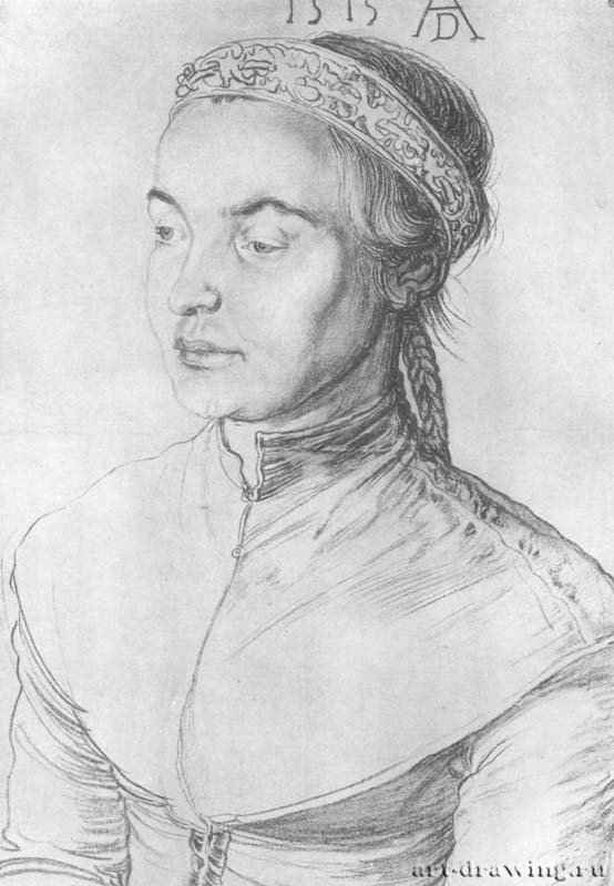 Портрет девушки. 1515 - 42,5 x 29,5 Уголь на бумаге Национальная галерея, Собрание графики Стокгольм