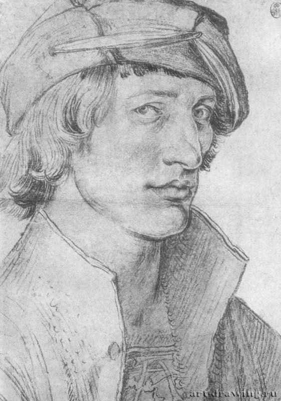 Портрет молодого человека. 1514 - 25,5 x 36,5 Уголь на бумаге Гравюрный кабинет Государственных художественных собраний Дрезден
