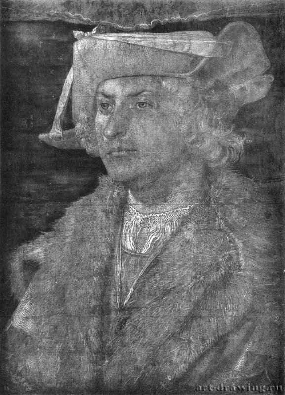 Портрет Родриго, Фернандеса де Альмада. 1521 - 37,3 x 27,1 Кисть черным тоном, подсветка белым, на грунтованной темно-сиреневым тоном Гравюрный кабинет Берлин