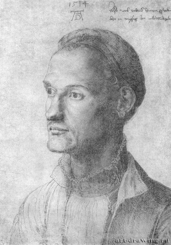 Портрет Эндреса Дюрера, брата художника. 1514 - 29,6 x 21 Серебряный штифт на бумаге Собрание графики Альбертина Вена