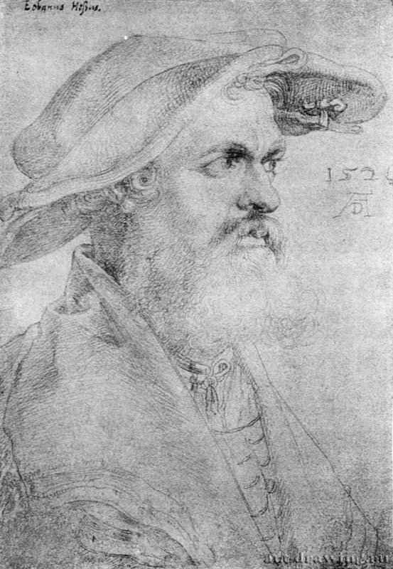 Портрет Эобануса Гессе. 1526 - 16,9 x 11,7 Серебряный штифт на бумаге Британский музей, Отдел гравюры и рисунка Лондон