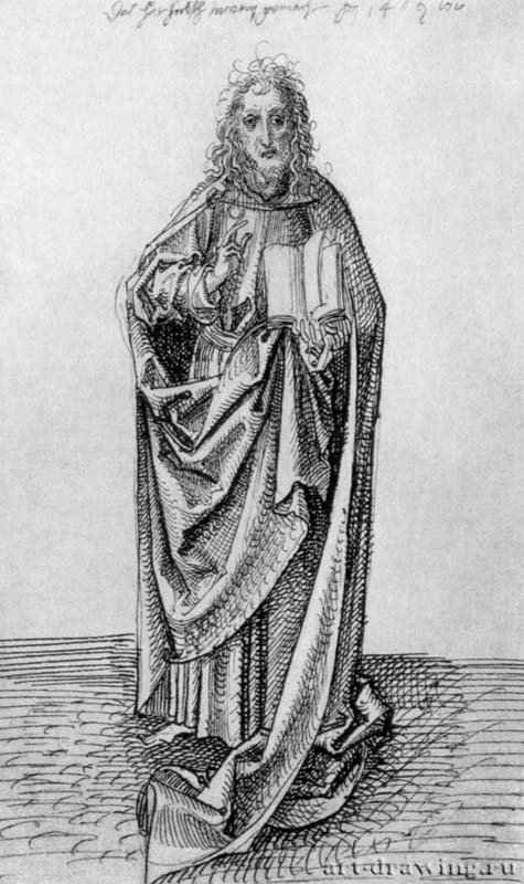 Благославляющий Спаситель. 1489-1493 - 20,6 x 12,2 Перо черным тоном на бумаге Британский музей, Отдел гравюры и рисунка Лондон