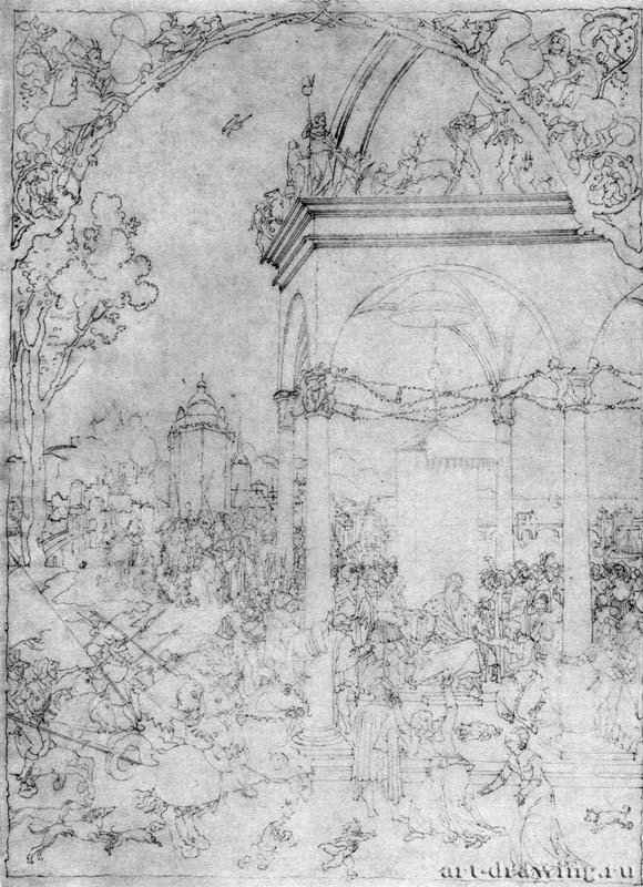 Правосудие Траяна. 1507-1508 - 26,4 x 19,1 Перо на бумаге Британский музей, Отдел гравюры и рисунка Лондон