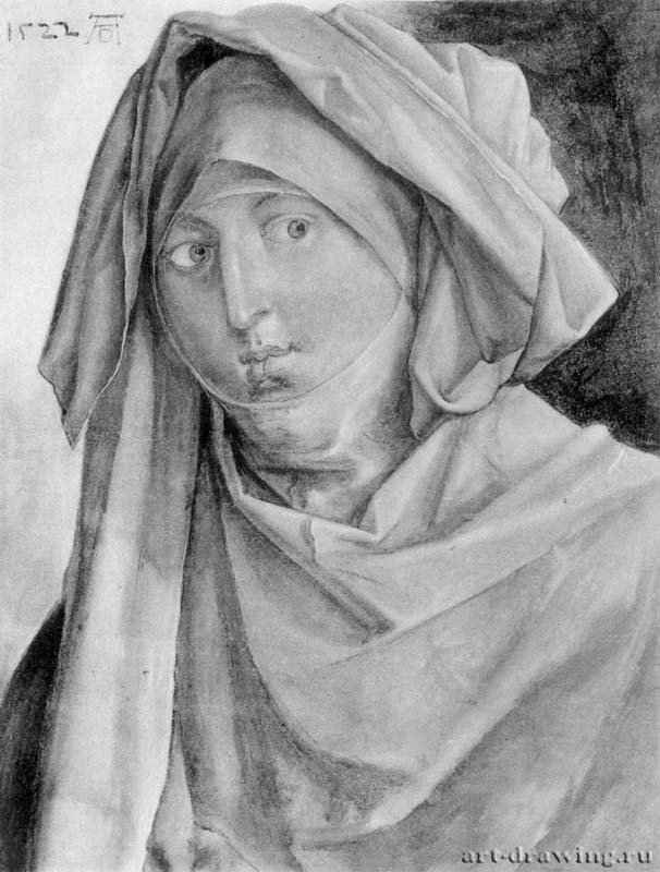 Святая Анна. 1522 - 39,8 x 30,3 Кисть серым тоном, размывка мелом, на бумаге Кунстхалле, Гравюрный кабинет Бремен