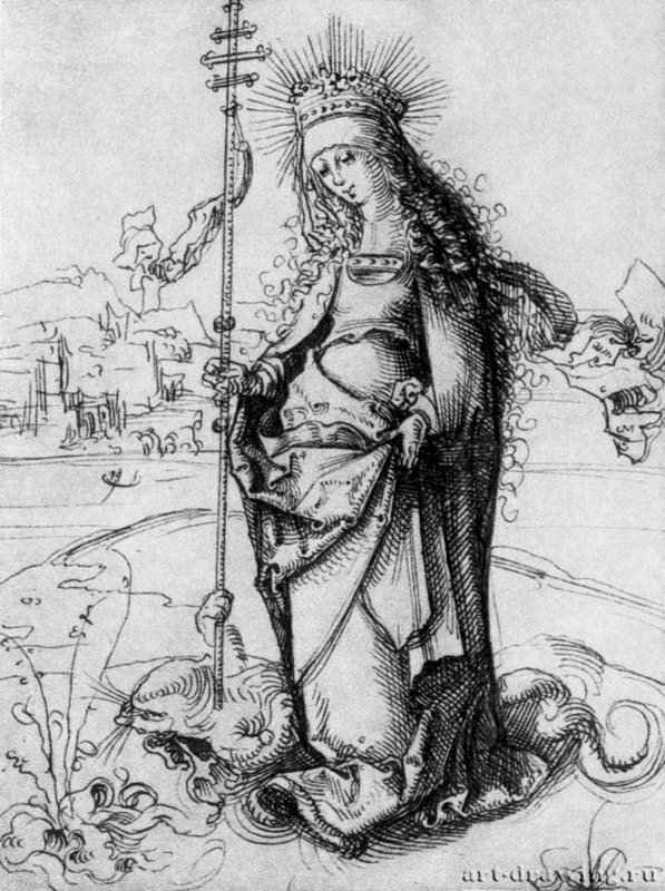 Святая Маргарита. 1486-1499 - 21 x 15 Перо на бумаге Музей Бойманса - ван Бёйнингена Роттердам