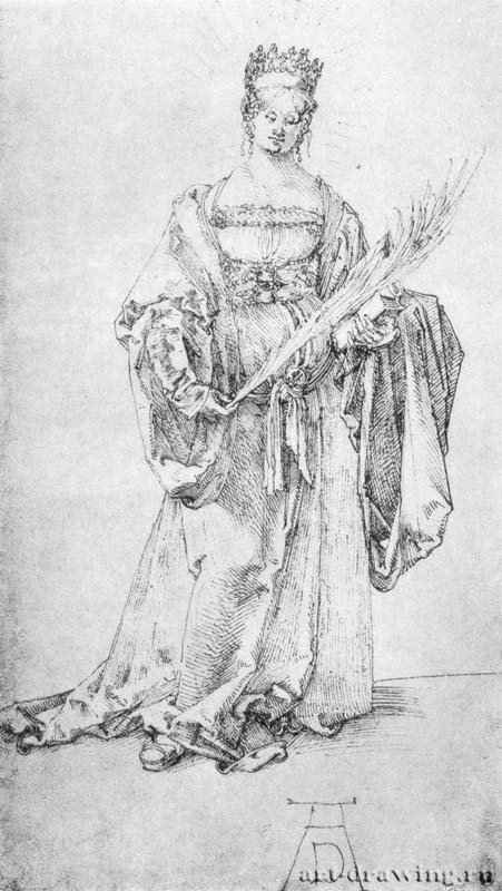Святая мученица. 1520-1525 - 24,9 x 19 Перо на бумаге Музей Бонна, Кабинет рисунков Байонна