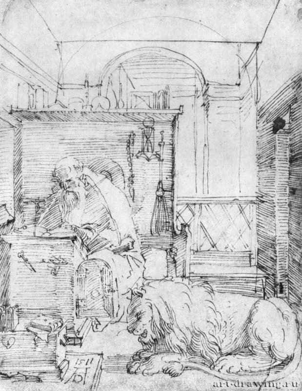 Святой Иероним. 1511 - 19,5 x 15,1 Перо на бумаге Библиотека Амброзиана Милан