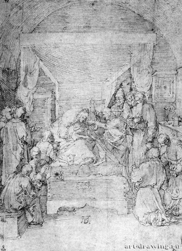 Смерть Девы Марии. 1510 - 30 x 21,9 Перо на бумаге Собрание графики Альбертина Вена