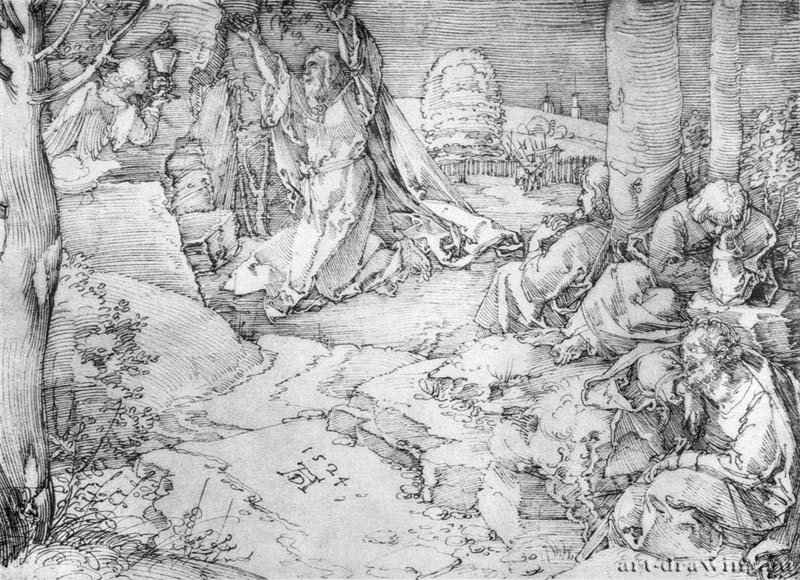 Христос на горе Елеонской (Моление о чаше). 1524 - 21,2 x 22,9 Перо на бумаге Художественный институт Штеделя, Гравюрный кабинет Франкфурт-на-Майне
