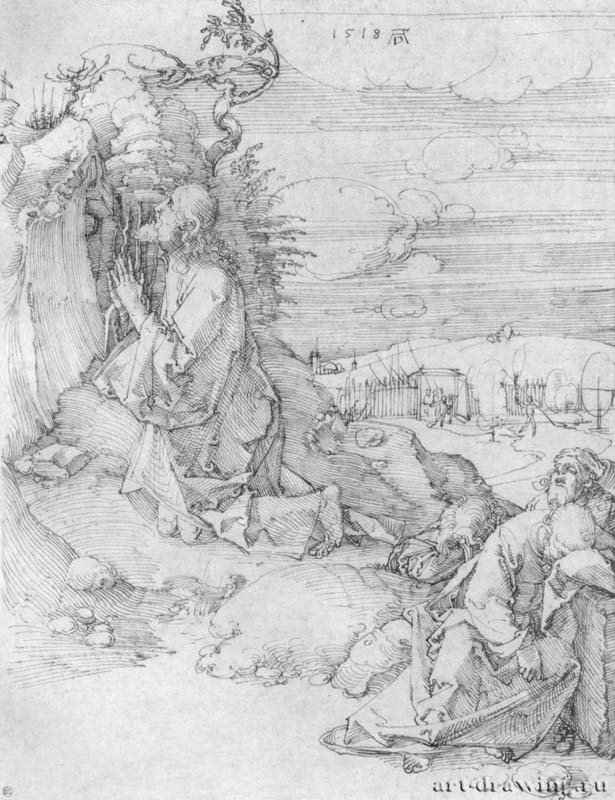 Христос на горе Елеонской (Моление о чаше). 1518 - 28,5 x 22,1 Перо на бумаге Лувр, Кабинет рисунков Париж