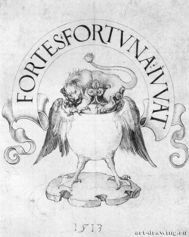 Эскиз рисунка для книги Лев. 1513 - 27 x 21,5 Перо, акварель, на бумаге Гравюрный кабинет Берлин
