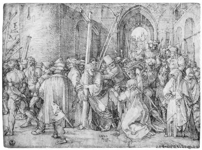 Эскизы к серии "Страсти Христа". Несение креста. 1520 - 21 x 28,5 Перо на бумаге Галерея Уффици, Кабинет рисунков и гравюр Флоренция