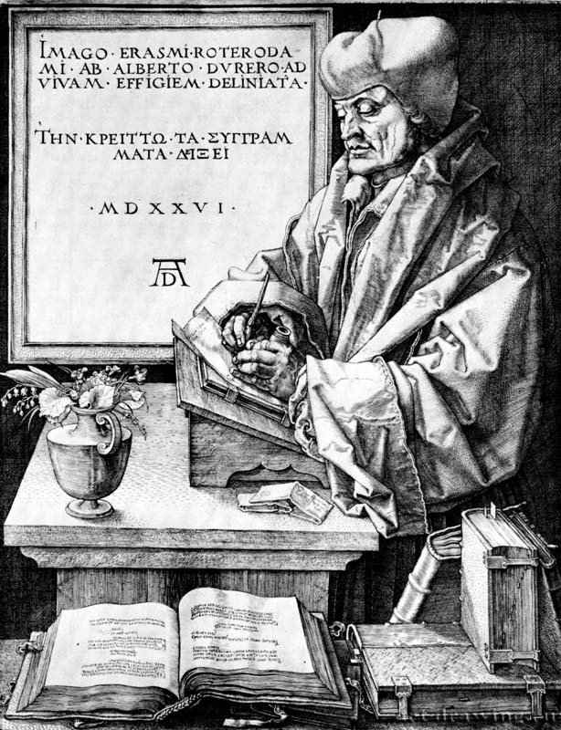Портрет Эразма Роттердамского. 1526 - 24,9 х 19,3 Резцовая гравюра на меди Национальная галерея Вашингтон