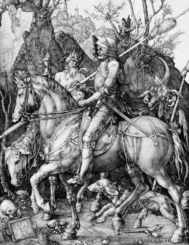 Рыцарь, Смерть и Дьявол. 1513 - 25 х 19 Резцовая гравюра на меди Частное собрание