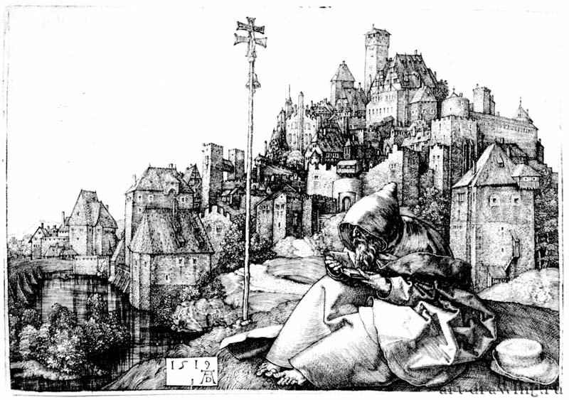 Святой Антоний. 1519 - 9,6 х 14,3 Резцовая гравюра на меди Музей Метрополитен, Отделение рисунка Нью-Йорк