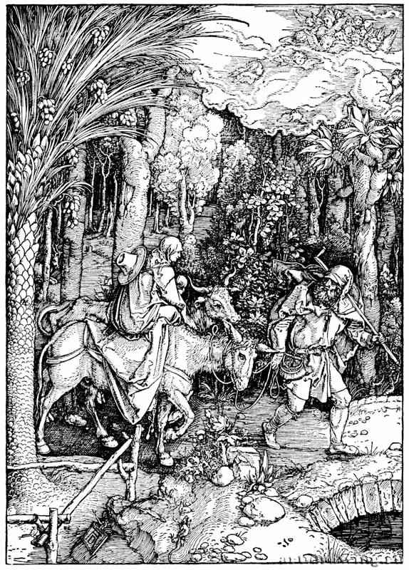 Серия "Жизнь Марии" Бегство в Египет. 1503-1504 - 29,5 х 21 Ксилография